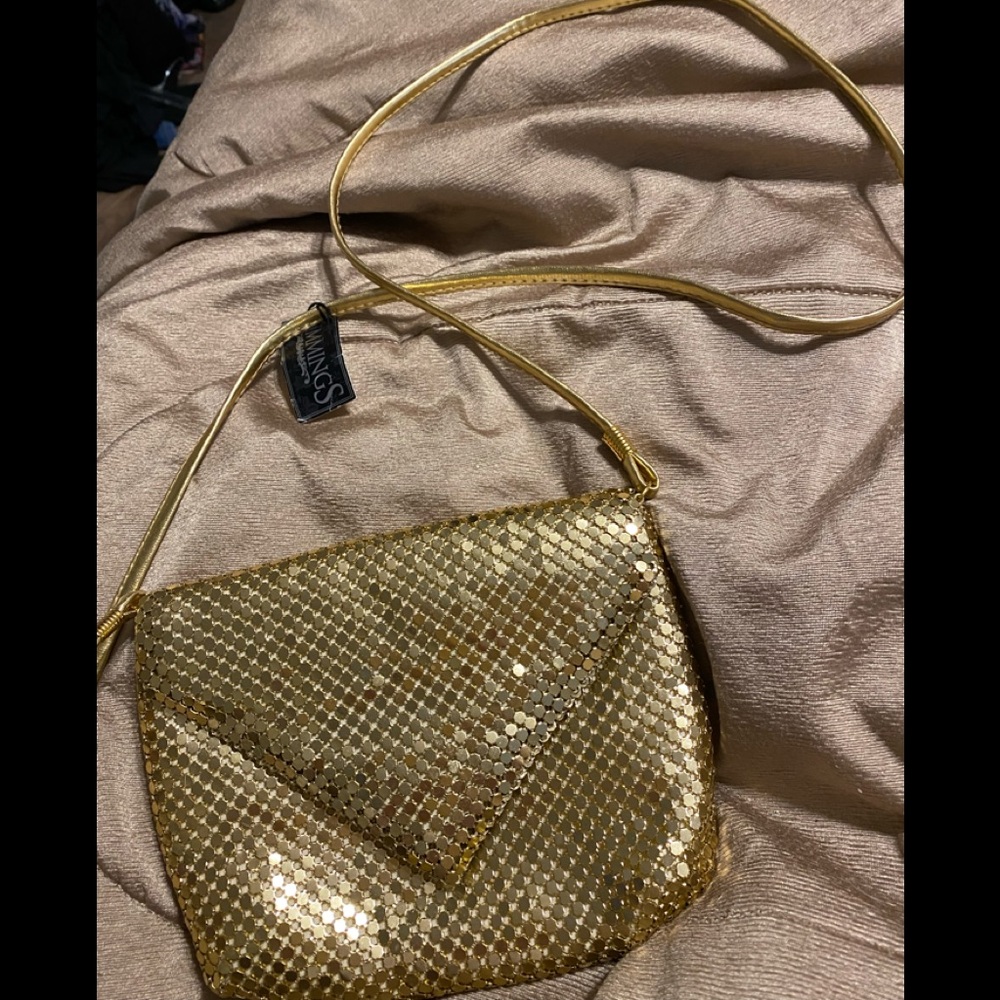 NWT Trimmings small gold mesh evening bag purse clutch w shoulder strap new